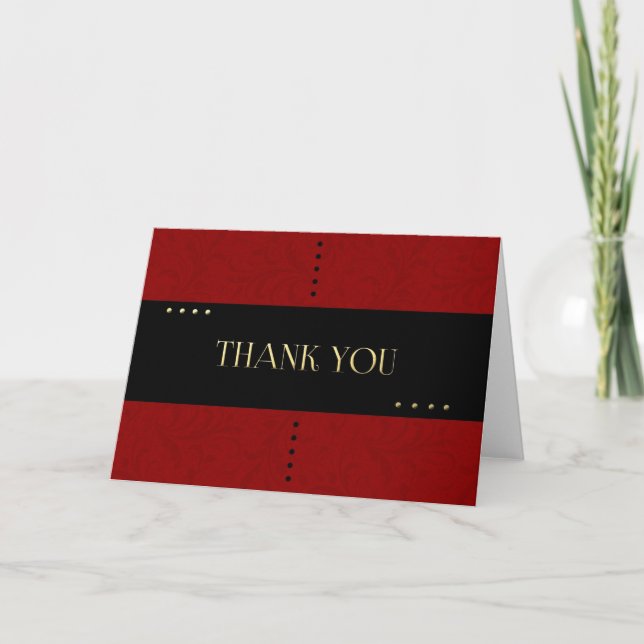 Carte de remerciements rouge et noir classique (Devant)