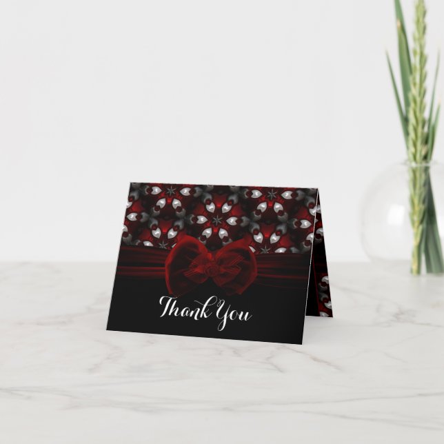 Carte De Remerciements Rouge et noir nuit sombre Mariage gothique Romance (Devant)