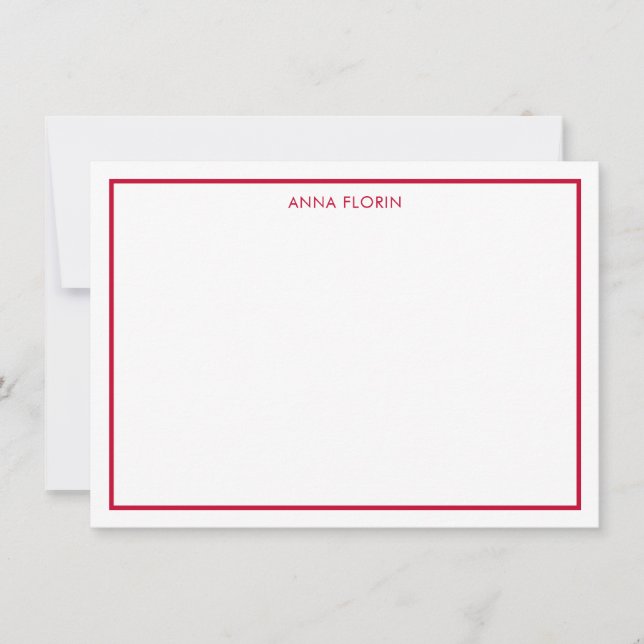 Carte de remerciements rouge frontière simple (Devant)