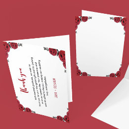 Carte De Remerciements Rouge Rose Floral thème Mariage