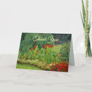 Carte De Remerciements Rouge Vert et Floral Pourpre