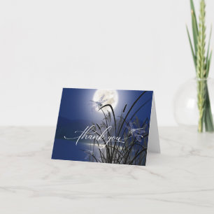 Carte De Remerciements Royal Blue Pleine lune Dragonfly Pond