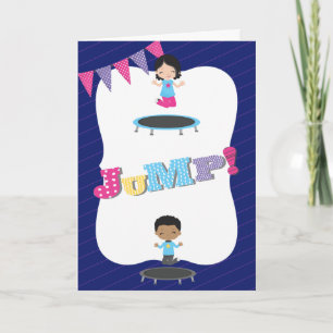 Carte De Remerciements Royal Blue Trampoline fête d'anniversaire