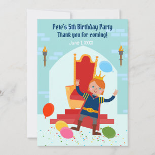 Carte De Remerciements Royal Prince Boy fête d'anniversaire