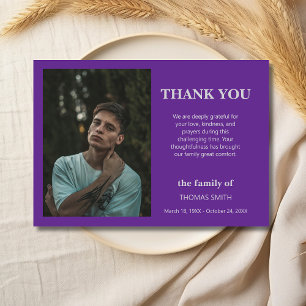 Carte De Remerciements Royal Purple Minimaliste Photo Condoléances Funéra