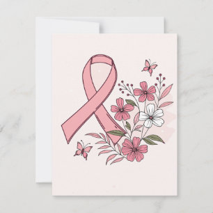 Carte De Remerciements Ruban de sensibilisation au cancer du sein