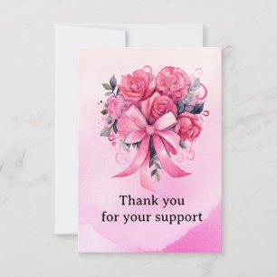 Carte De Remerciements Ruban rose : sensibilisation au cancer du sein ave