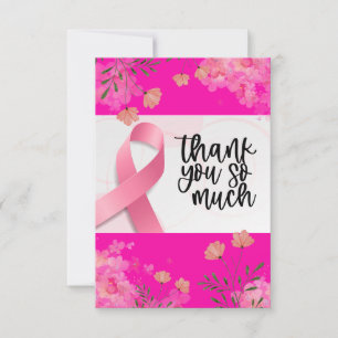 Carte De Remerciements Ruban rose Sensibilisation au cancer du sein avec 
