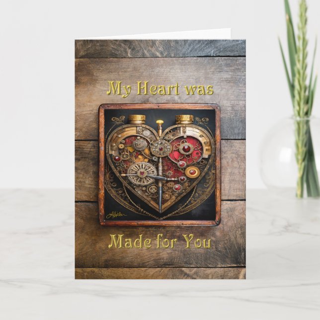 Carte De Remerciements Rubies Et Engrenages Coeur Steampunk Series (Devant)