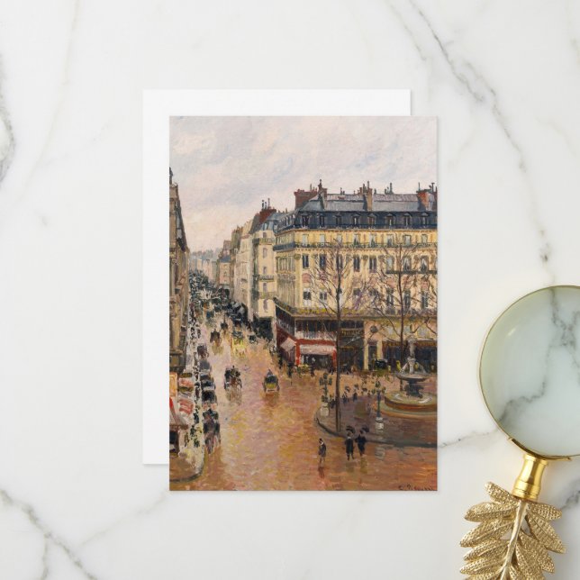 Carte De Remerciements Rue Saint-Honore l'après-midi, Effet de la pluie (Devant/Arrière en situation)