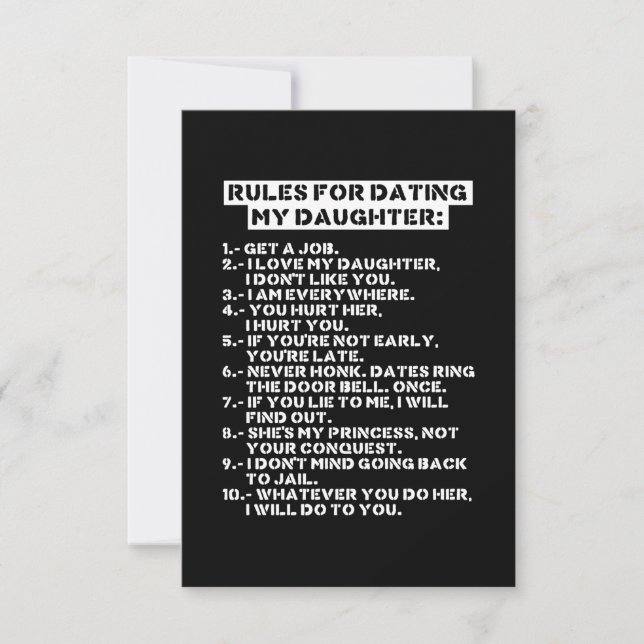 Carte De Remerciements Rules for dating my daughter (Devant)