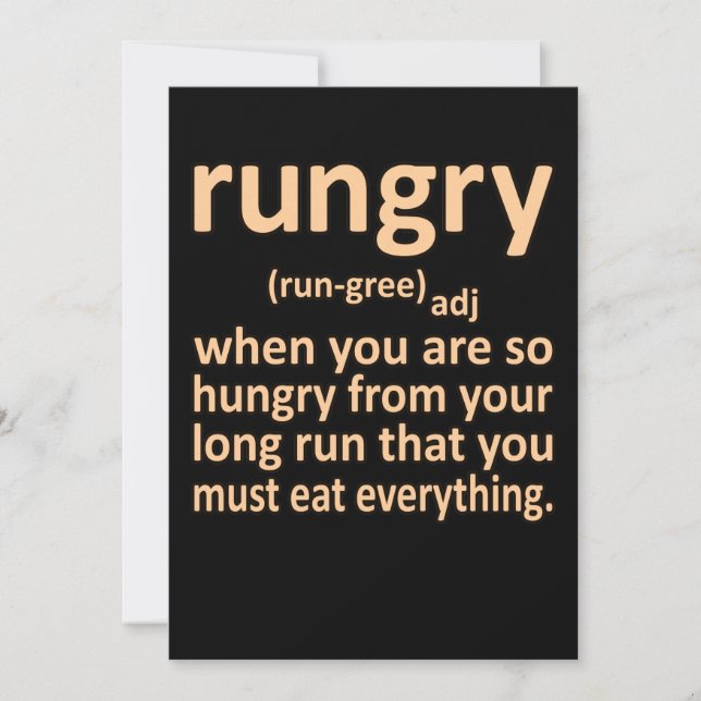 Carte De Remerciements Rungry Definition Half Marathon Runner Running Gra (Devant)