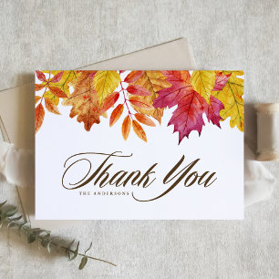 Carte De Remerciements Russe Aquarelle Falling Feuille Mariage de automne