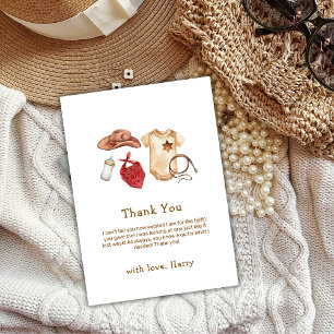 Carte De Remerciements Russe moderne Boho Western Cowboy Baby shower