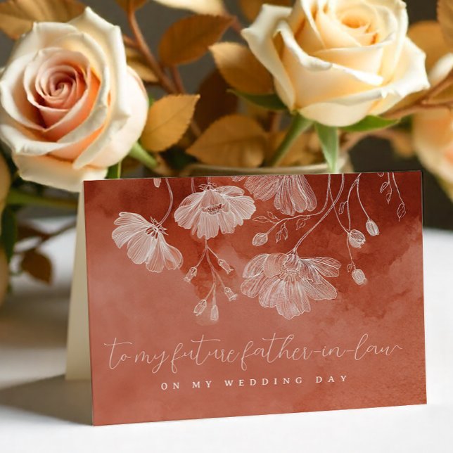 Carte De Remerciements Rust Floral Wedding Day Card Futur beau-père (Future Father In Law, Wedding Day Card)