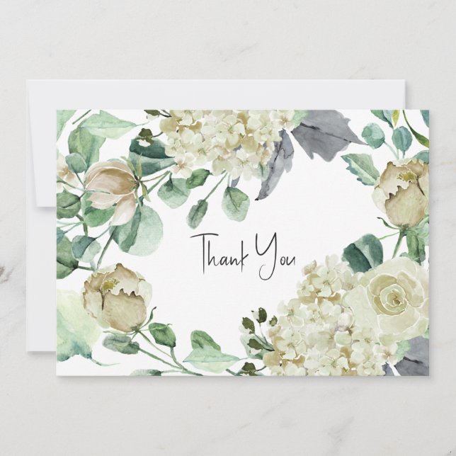 Carte De Remerciements Rustic Airical Botanical Neutral Floral Mariage (Devant)