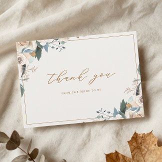 Carte De Remerciements Rustic Autumn Floral Fall in Love Bridal Shower
