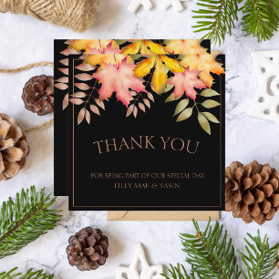 Carte De Remerciements Rustic Black Automne Feuilles Mariage