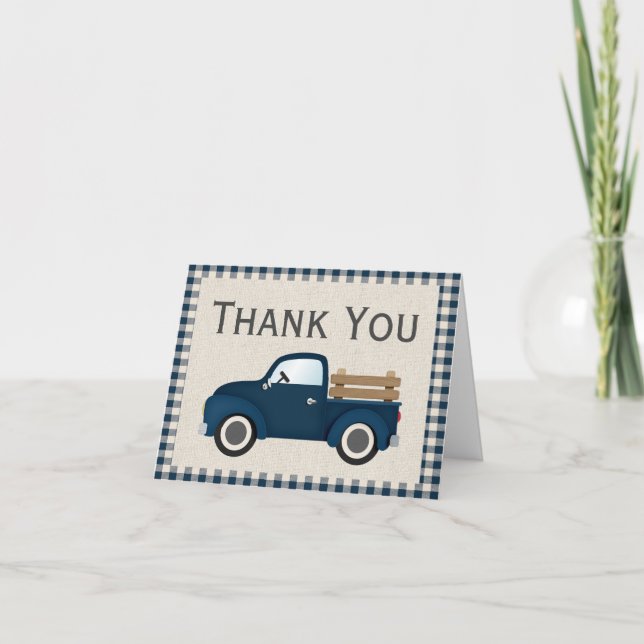 Carte de remerciements Rustic Blue Truck (Devant)