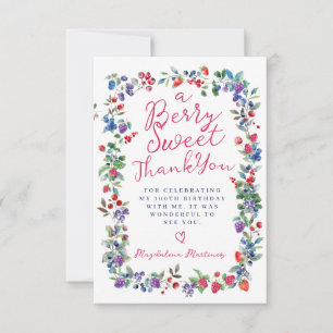 Carte De Remerciements Rustic Boho Berry Été 100e Anniversaire Appartemen