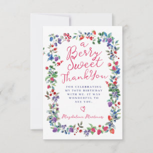 Carte De Remerciements Rustic Boho Berry Été 70e Anniversaire Appartement