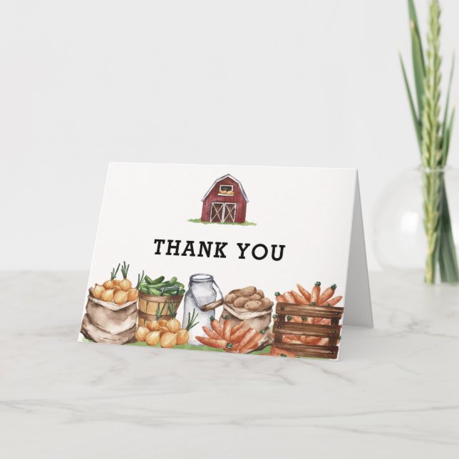 Carte De Remerciements Rustic Country Baby shower végétarien cultivé loca (Devant)
