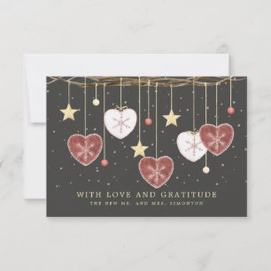 Carte De Remerciements Rustic Country Heart Snowflake Mariage