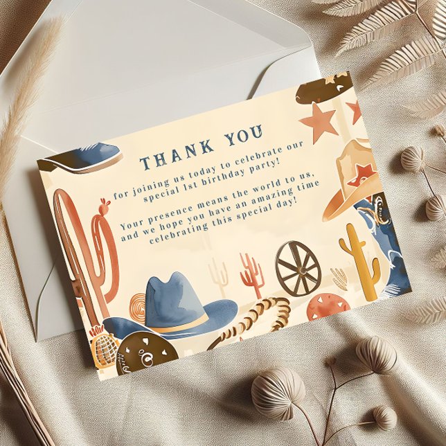 Carte De Remerciements Rustic Cowboy Boots 1st Birthday (Créateur téléchargé)