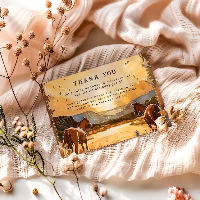 Carte De Remerciements Rustic Cowboy Rodeo 1st Birthday Theme (Créateur téléchargé)