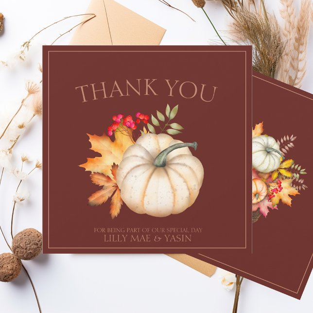 Carte De Remerciements Rustic Dark Terracotta Automne Citrouille Mariage (Créateur téléchargé)