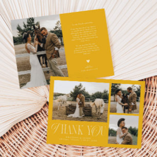 Carte De Remerciements Rustic Elegance Photo Collage Mariage Jaune