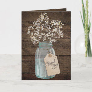 Carte De Remerciements Rustic Grange Mariage Wood Mason Jar Babys Respire