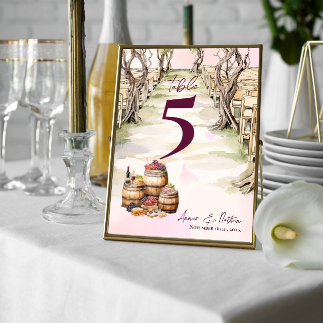 Carte De Remerciements Rustic Grapevine Winery Mariage Numéro de tableau (Rustic Grapevine Winery Wedding Table Number)