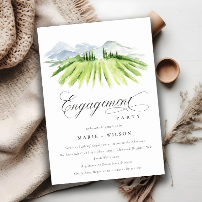 Carte De Remerciements Rustic Green Winery Vineyard Fiançailles Invitatio (Créateur téléchargé)