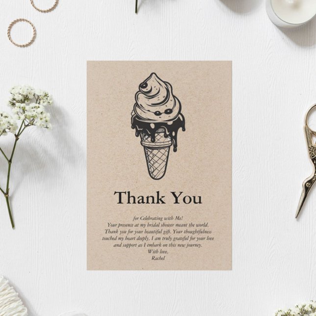 Carte De Remerciements Rustic Kraft Elle a été ramassée Fête de mariage (Créateur téléchargé)