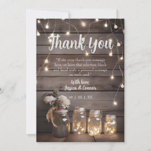 Carte De Remerciements Rustic Mason Jar Mariage Wood Barn Arrière - plan