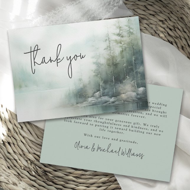 Carte De Remerciements Rustic Mountain Lake Wedding Thank You (Créateur téléchargé)