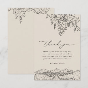 Carte De Remerciements Rustic Napa Valley Vineyard Fête des mariées vinic