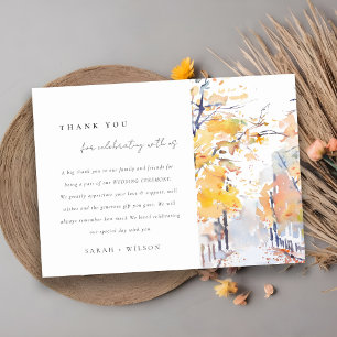 Carte De Remerciements Rustic Pastel Automne Automne Paysage Mariage Déta
