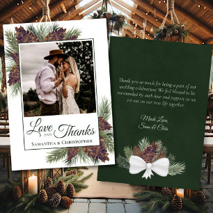 Carte De Remerciements Rustic Pinecones Love Thanks Photo & Note Mariage