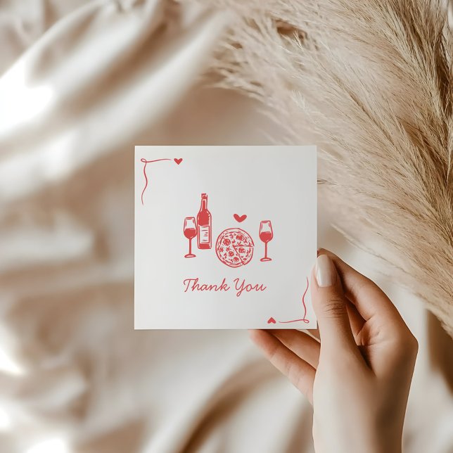 Carte De Remerciements Rustic Pizza & Wine Mariage (Créateur téléchargé)