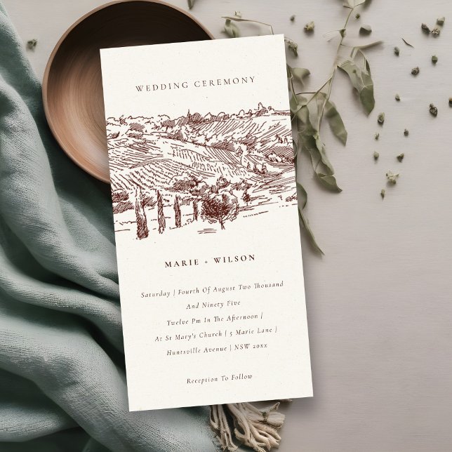 Carte De Remerciements Rustic Rust Winery Mountain Croquis Mariage Invita (Créateur téléchargé)