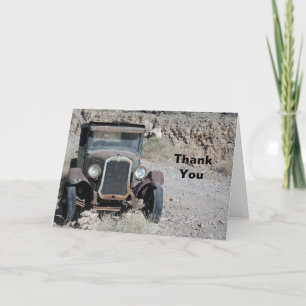 Carte De Remerciements Rustic Rusted Car Photo