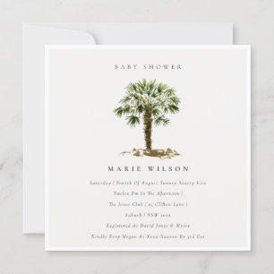 Carte De Remerciements Rustic Tropical Beach Palm Tree Baby shower Invita