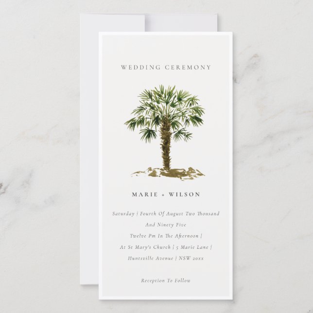 Carte De Remerciements Rustic Tropical Beach Palm Trees Mariage Inviter (Devant)