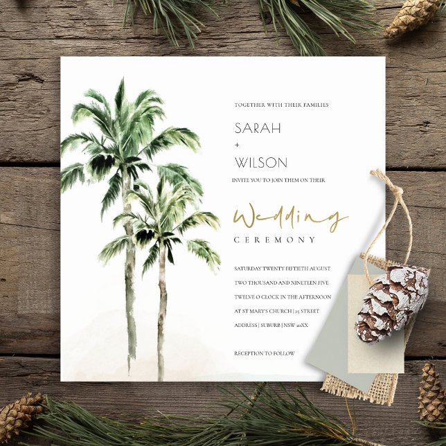 Carte De Remerciements Rustic Tropical Beach Palm Trees Mariage Inviter (Créateur téléchargé)
