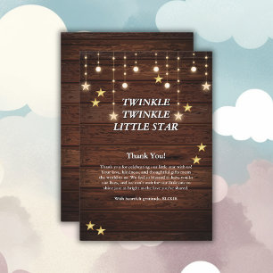 Carte De Remerciements Rustic Twinkle Twinkle Little Star Baby shower