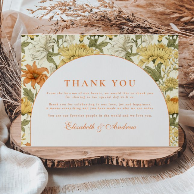 Carte De Remerciements Rustic Vintage Floral Wedding (Créateur téléchargé)
