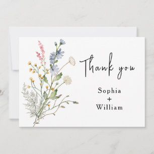 Carte De Remerciements Rustic Watercolor Fleur sauvage thème Mariage mode