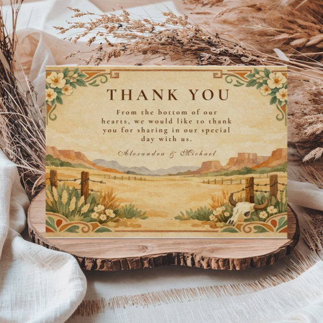 Carte De Remerciements Rustic Western Desert Wedding (Créateur téléchargé)